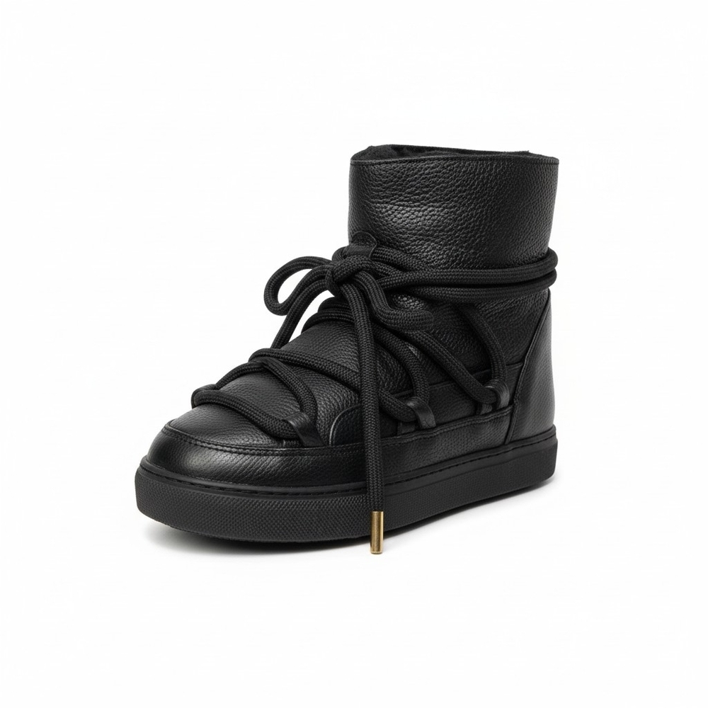 Inuikii Black Leather Winter Boots Rope Lace EU 36 US 5.5